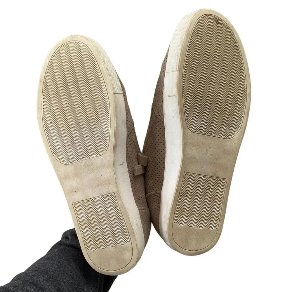 Steve Madden, Caliber Perforated Suede Wedge Sneaker, Tan, Beige, White‎